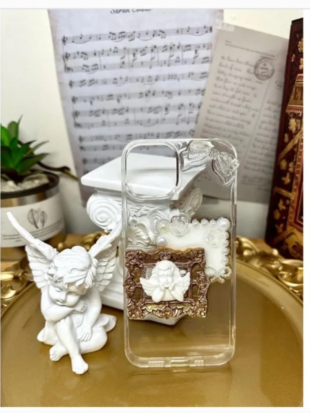 iPhone 13 Baroque butterfly and angel Phone Case,Handmade case